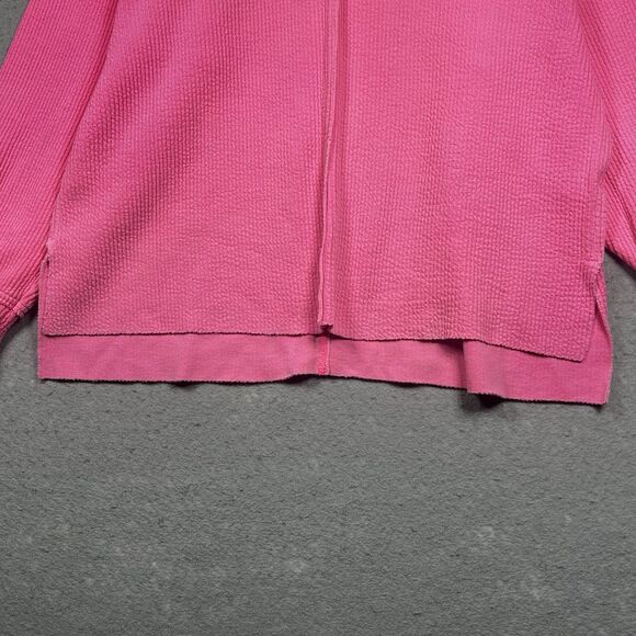 AERIE Sweater S Hot Pink Textured V-neck Oversized Ribbed Sweater Athlesiure - Picture 3 of 13